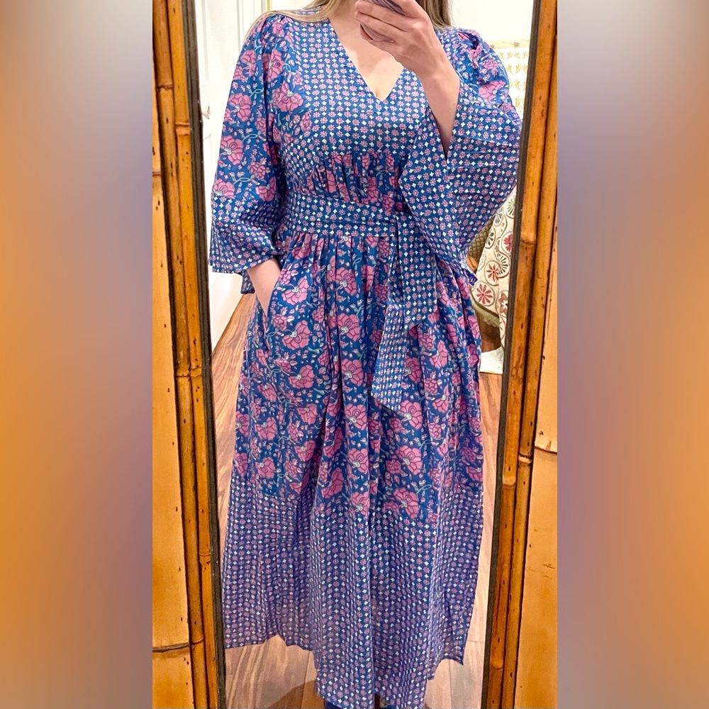 Mille Resort Adele dress in Carnaby floral block print maxi v neck XXS - Picture 2 of 7